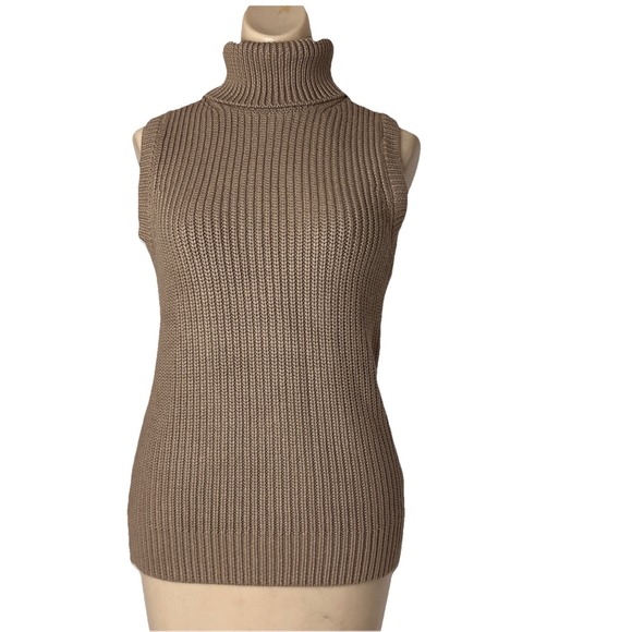 New Michael Michael Kors Turtleneck Sleeveless Knit Sweater Camel color size S - Picture 1 of 13